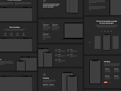 Sections Wireframe Kit app devices figma iphone landing landingpage mobile mockups prototyping sketch template theme themeforest ui uikit ux web web design webdesign wireframe