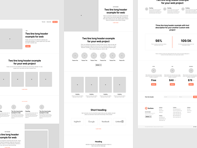 Sections Wireframe Kit design designsystem figma flow landing prototyping sketch template ui uikit ux web webdesign wireframe