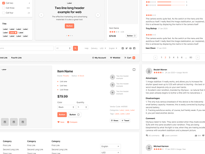 Sections Ecommerce Wireframe Kit card cartoon design ecommerce figma filters item product prototyping rating reviews shop sketch ui uikit ux web web design wireframe