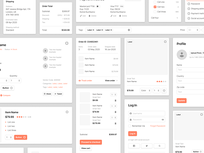 Sections Ecommerce Wireframe Kit cart ecommerce figma filter prototyping shop sketch ui uikit ux web web design website wireframe