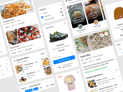 Figma Design System card delivery designsystem ecommerce figma food item product restaurant sale shop ui uikit web