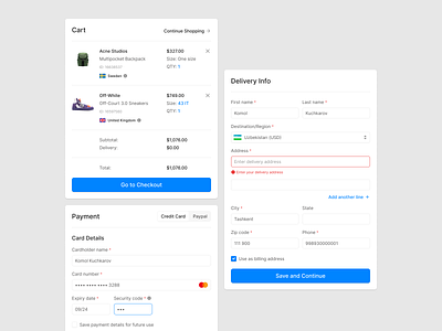 Ecommerce Checkout Forms cart checkout design ecommerce figma forms prototyping ui uikit ux web wireframe