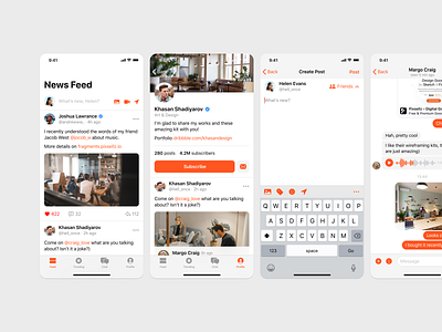 Social App app chat feed figma ios messages mobile post prototyping sketch social ui uikit ux wireframe