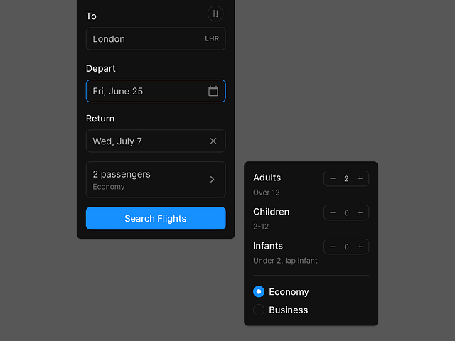 Flights UI (Light & Dark) by Pixsellz on Dribbble