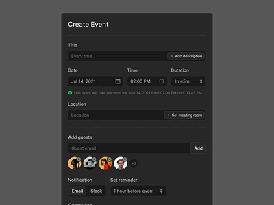 Create Event Form (Dark & Light) event figma form forms input meet meeting prototyping schedule ui uikit ux wireframe