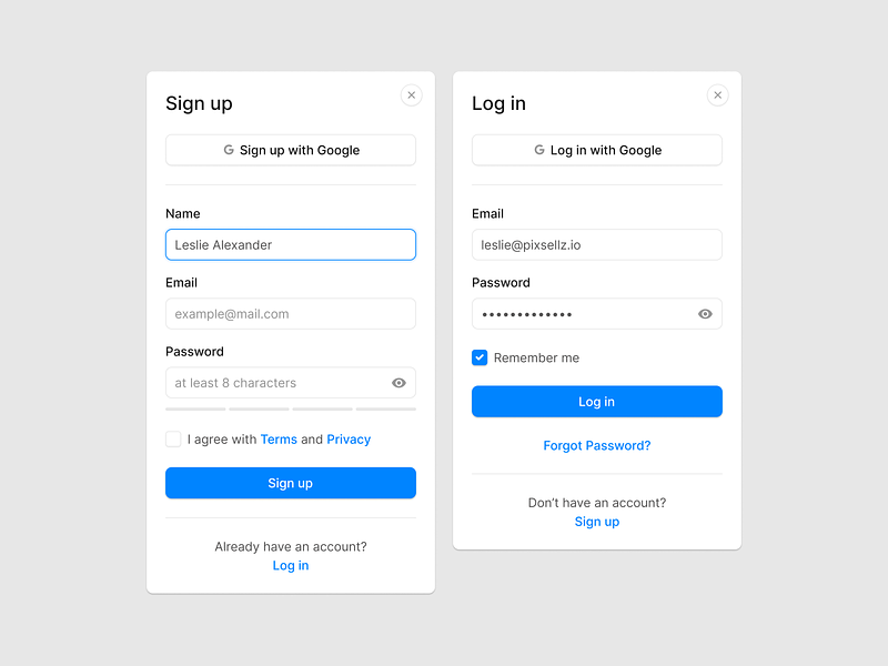 Sign up / Log in by Pixsellz on Dribbble