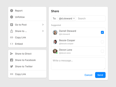 Share Post design system figma form input post share social ui ui kit