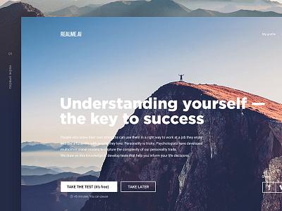 Realmy psyho test landing uxui website mainpage