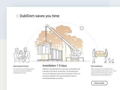 Dubldom illustrations building construction draft flat house outline uxui webdesign