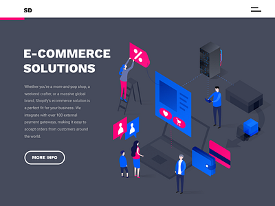 landing illustration ecommerce isometric landing page server shop