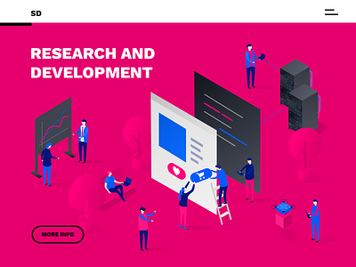R&D illustration development ecommerce isometric research server team webdesign