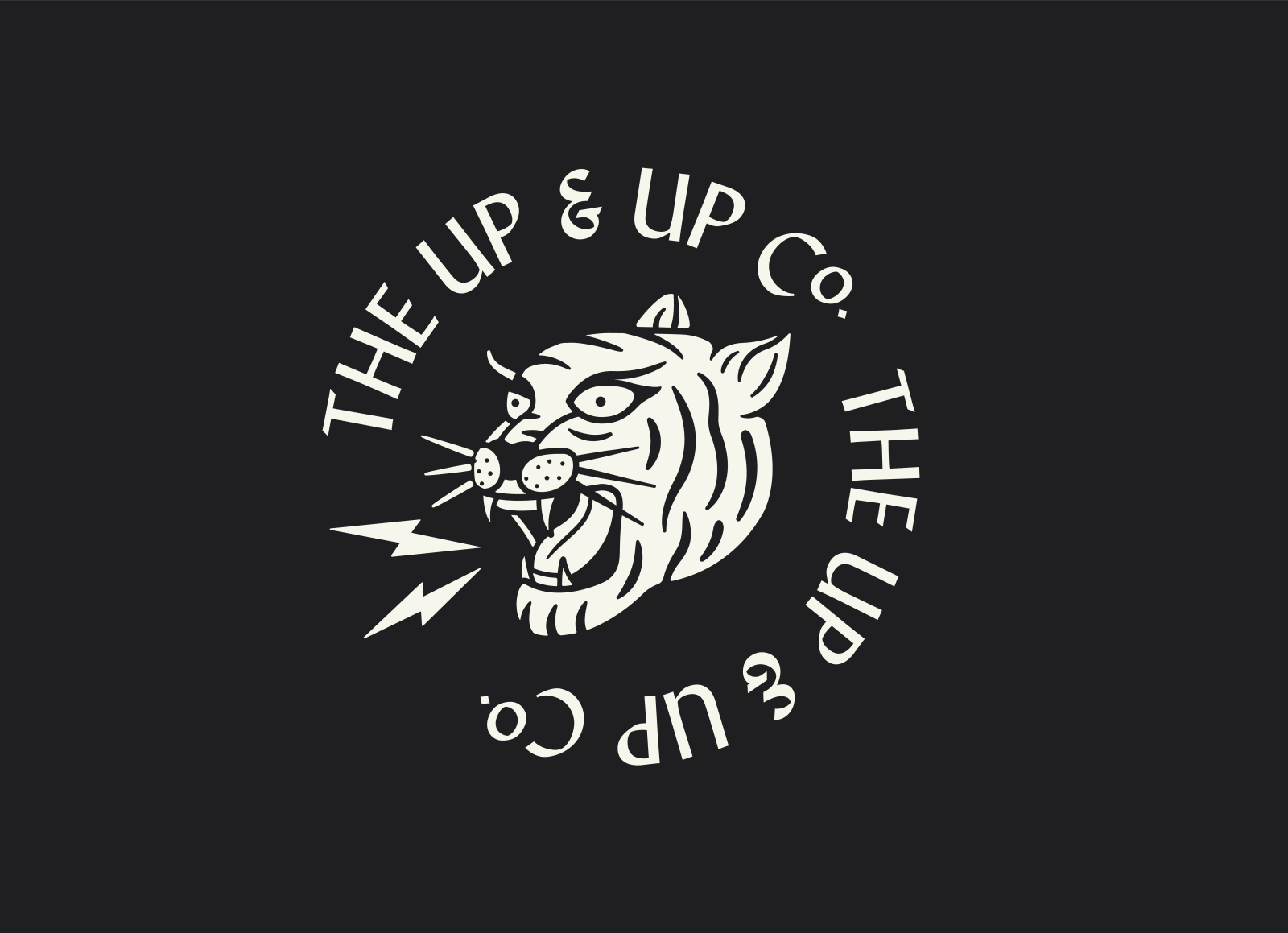 The Up & Up Co. Tiger company up and up black white palette tongue whiskers options stripes growl lightning procreate tiger illustration badge