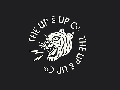 The Up & Up Co. Tiger badge black white company growl illustration lightning options palette procreate stripes tiger tongue up and up whiskers
