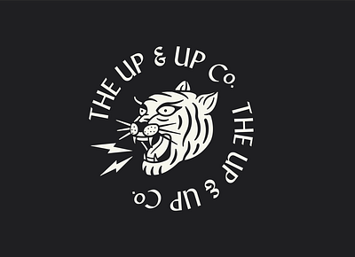 The Up & Up Co. Tiger badge black white company growl illustration lightning options palette procreate stripes tiger tongue up and up whiskers
