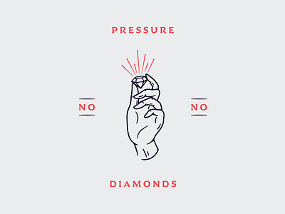 No Pressure No Diamonds badge diamond fingers hand illustration line prayer procreate rays t shirt vintage