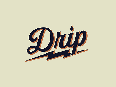 Drip Logo 3d branding coffee drip drop drop shadow illustrator lettering lightning logo logotype script shop vintage