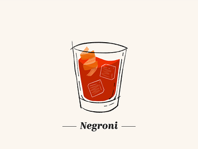 Negroni campari cocktail drink gin glass ice illustration mid century negroni orange procreate sweet vermouth texture tumbler vintage