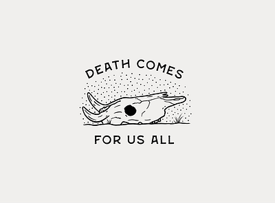 Death Comes for Us All badge cow cracked death desert dots halloween illustration procreate skull stippling texture warmup
