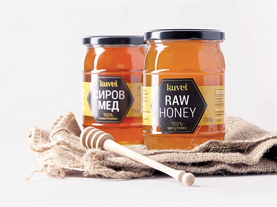 Kuvet Raw Honey food honey label design packaging design