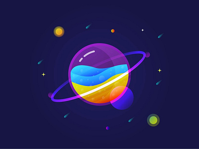 Gradient Planet color gradient illustration planet practice stars universe