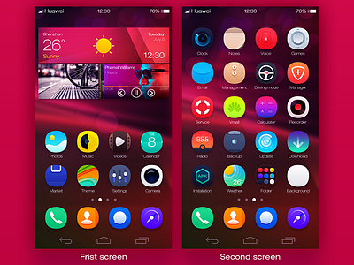 Huawei Theme android app color flat huawei icon ios8 music red theme ui