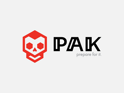 PAK branding logo mark packaging post apocalyptic skull typography