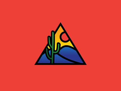 Fiery Desert Sunset cactus desert design dunes illustration logo sticker sunset symbol