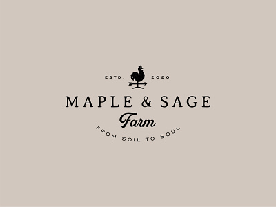 Maple & Sage Farm chicken farm farmhouse logo organic rooster vector weathervane