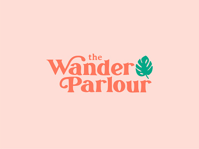 The Wander Parlour beauty blog logo monstera pink plant retro typogaphy vector