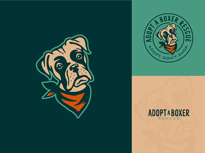 Adopt a Boxer Rescue Logo adopt badge boxer branding dog illustration logo organization pet rescue vector volunteer