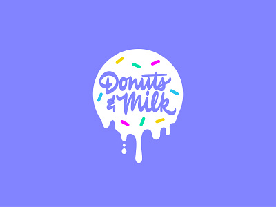 Donuts & Milk branding calligraphy design donut handlettering lettering logo milk script sprinkles vector