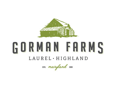 Gorman Farms barn farm illustration logo organic produce sketch