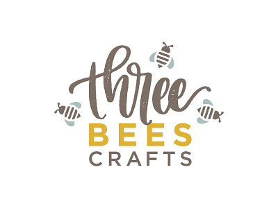 Three Bees bees boutique crafts handlettered lettering logo rustic three