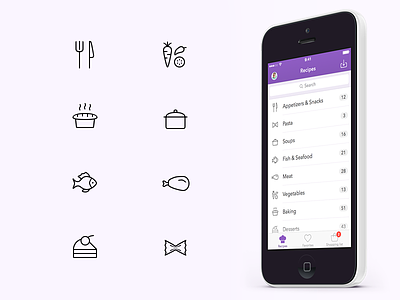 Recipe Category Icons app categories clean food icon minimal recipe simple