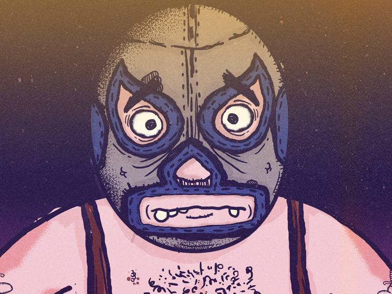 Masked Luchador mexico fighter masked grunge photoshop drawing