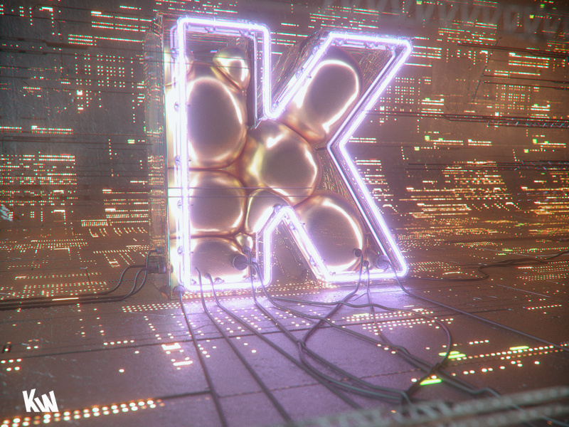 K gold futuristic greeble octane cinema 4d c4d dynamics softbody neon