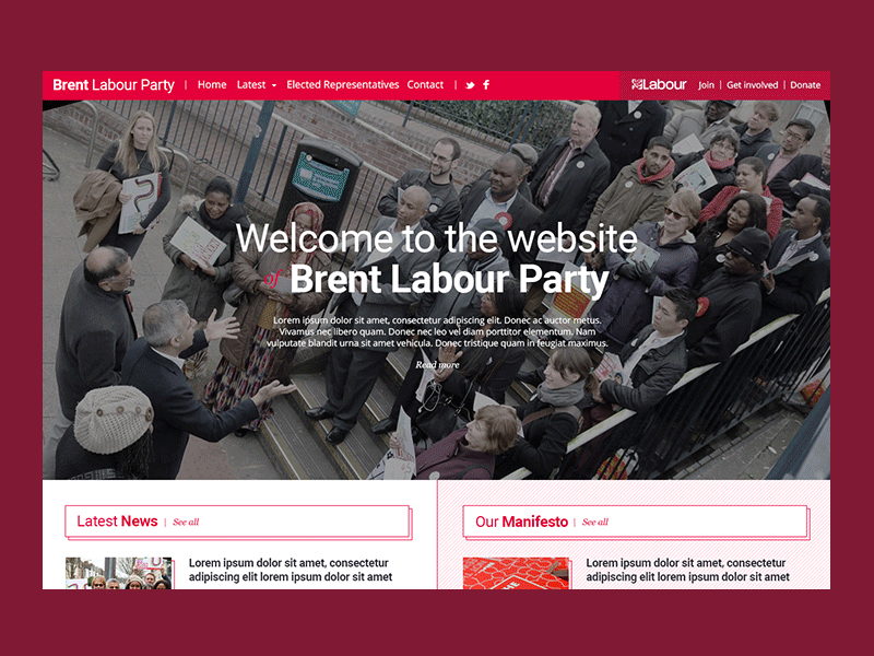 Brent Labour Party website css design dev graphic design html logo sass web web development webdesign website wordpress