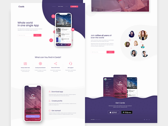 Cards Landing Page by Michał Olejniczak on Dribbble