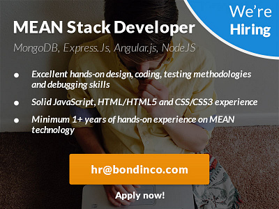 Mean Stack Developer - Ad Banner advertisement angularjs expressjs hiring job mean developer mongodb nodejs ui ux