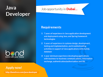Java Developer advertisement banner dubai java developer job opportunity ui ux