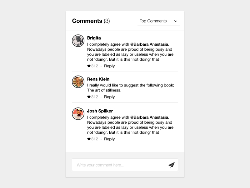 Comment UI by Muhammad Umar on Dribbble