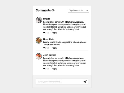Comment UI clean comment elegant flat form icon like reply send top comments ui write comment