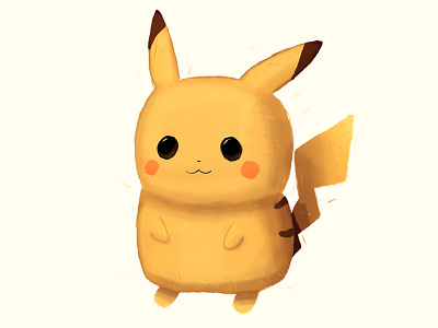 An overweight pikachu appears! cute happy illustration pikachu pokemon texture yellow