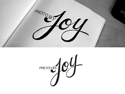 Logo sketch and Final branding design graphic identity joy lettering logo photography type typography