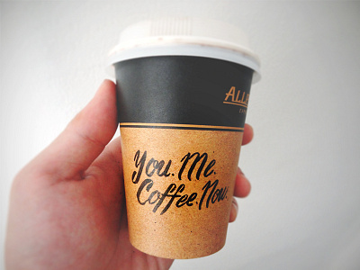 You. Me. Coffee. Now. brush calligraphy coffee doodle lettering pen script type typography