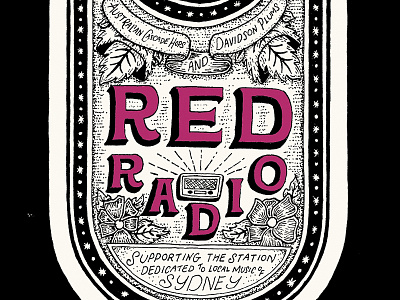 Red Radio beer label beer design graphic illustration label lettering music packaging sydney vintage