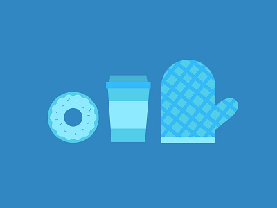 Donut, coffee and mittens coffee donut flat icon illustration mitten oven vector