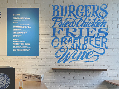 Type Mural burger chicken food illustration lettering mural sydney type typography wine