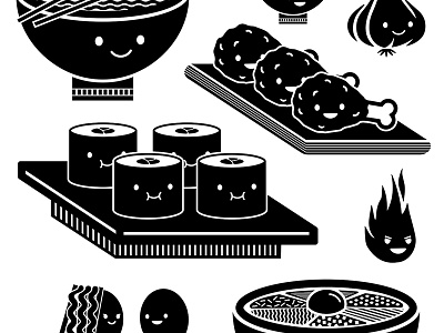 Korean food illustrations branding cute food graphic icon illustration kimbap korean sushi vector