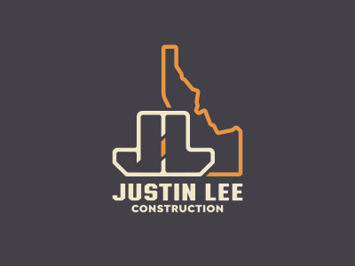 Justin Lee Construction branding construction idaho lines logo typography